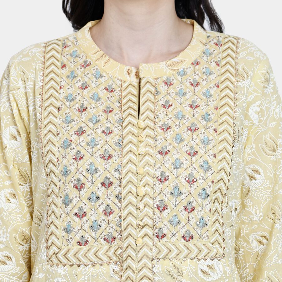 Ladies' 100% Cotton Kurta Pyjama Set with Dupatta, पीला, large image number null