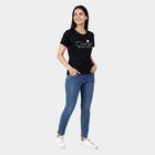 Ladies' Round Neck T-Shirt, काला, small