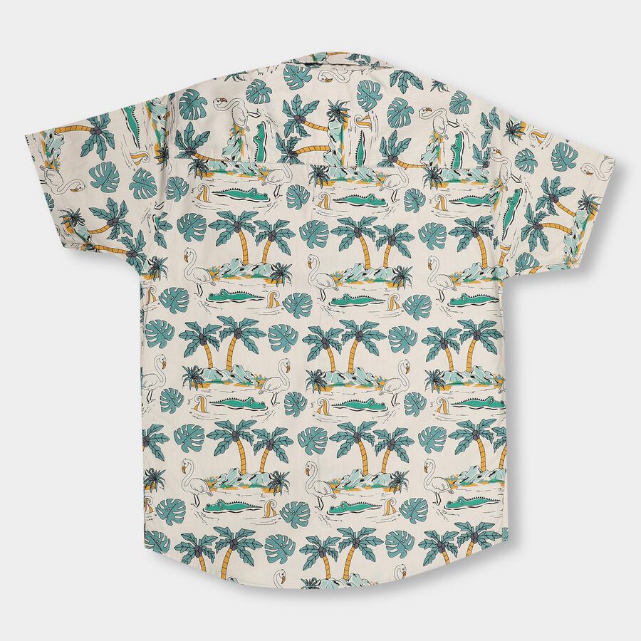 Boys' 100% Cotton Casual Shirt, Off White, large