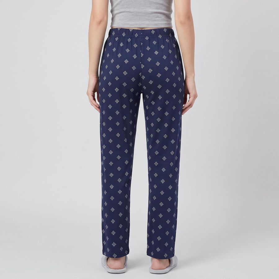 Women's Navy Blue Straight Fit Geometric Printed Pyjama, नेवी ब्लू, large