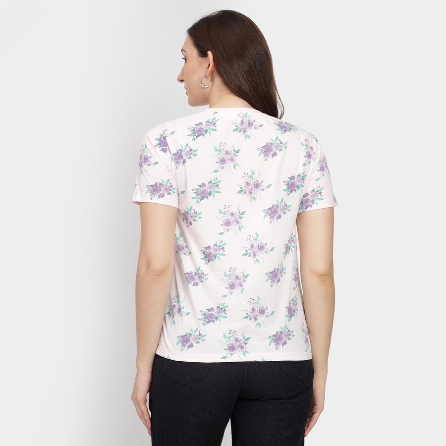 Ladies' Round Neck T-Shirt, गुलाबी, large image number null