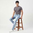 Men's Light Blue Slim Fit Faded Jeans, Mid Blue, small