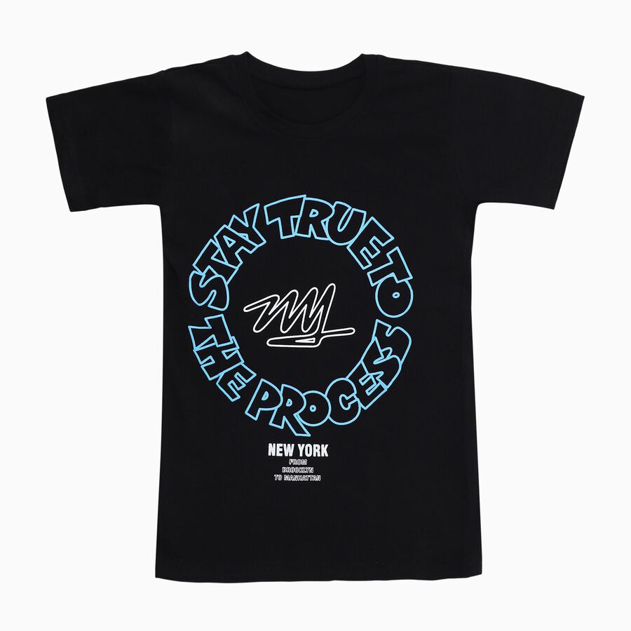 Boys' Half Sleeves T-Shirt, Black, large