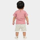 Infants Light Pink Cotton Crew Neck Casual Top and Shorts Set, Light Pink, small