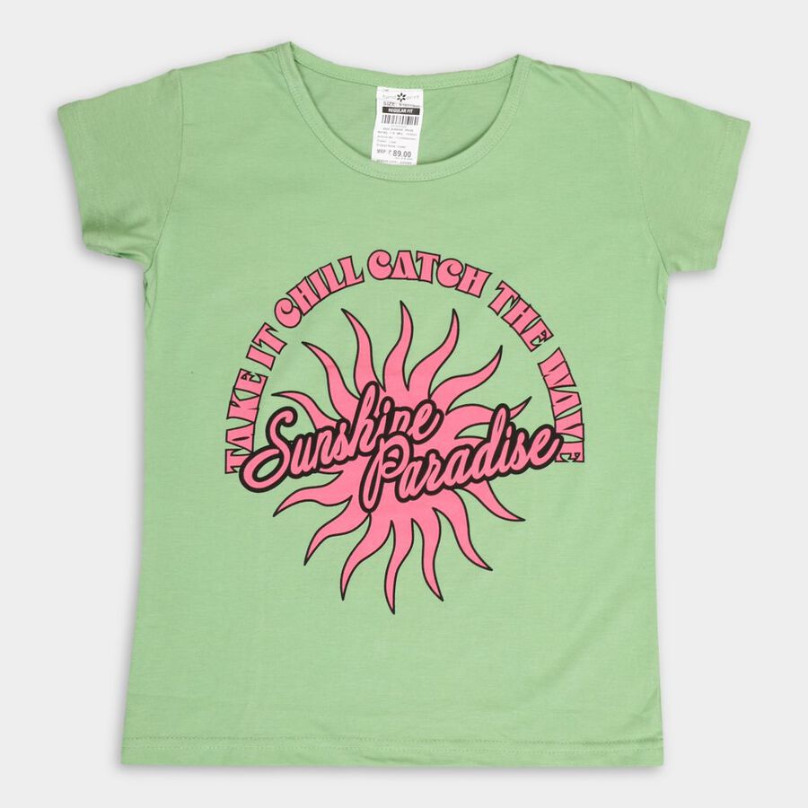 Girls' T-Shirt, हल्का हरा, large image number null