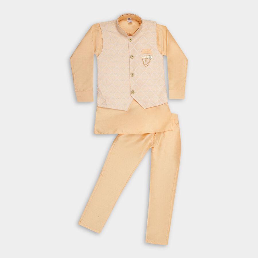 Boys' Kurta Pyjama, Peach, large image number null