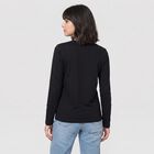 Women's Black Round Neck Regular Top, Black, small