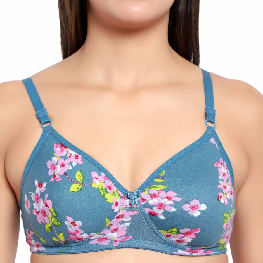 Printed Bra, Teal Blue, large image number null