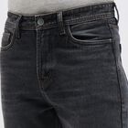 Men's Charcoal Black Straight Fit Stone-Wash Jeans, Dark Grey, small image number null
