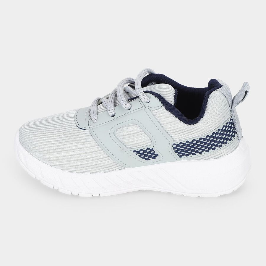 Boys Grey Lace-Up Sneakers, Grey, large