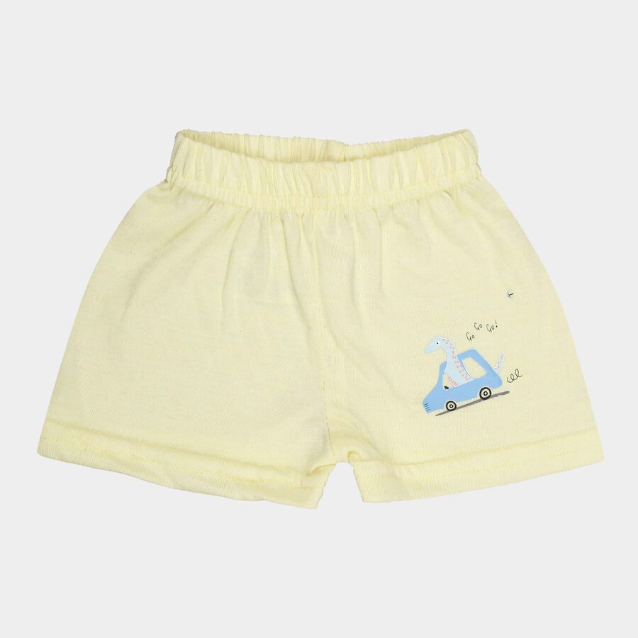 Infants Solid Elasticated Waist Half Pant, Yellow, large image number null