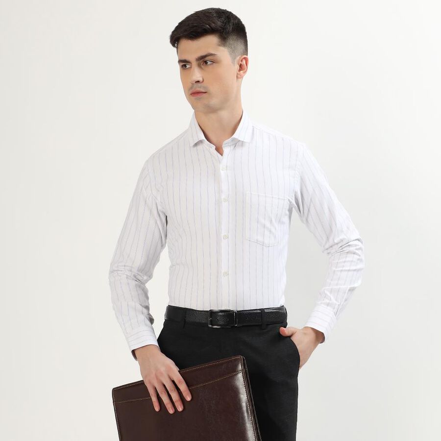 Men's Snow White Classic Collar Formal Shirt, सफ़ेद, large image number null