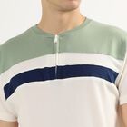 Men's Muted Sage Green Henley Neck Half Sleeve T-Shirt, गहरा हरा, small image number null