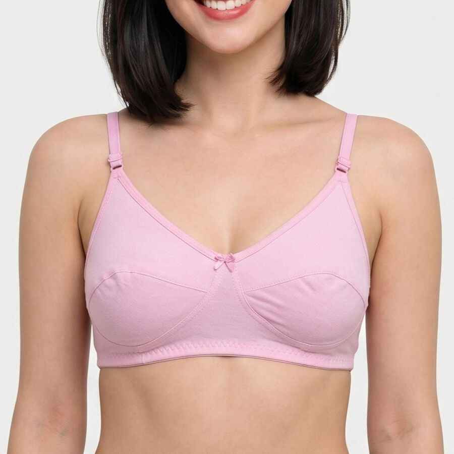 Women's Lilac Cotton V-Neck Bralette Bra, लाइलेक, large