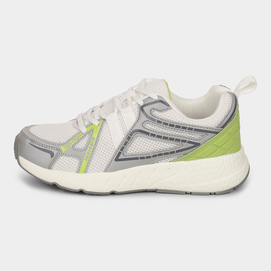 Men's Bright Snow White Lace-Up Sports Shoes, सफ़ेद, large image number null