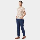 Women's Beige Round Neck Graphic T-Shirt, गहरा पीला, small