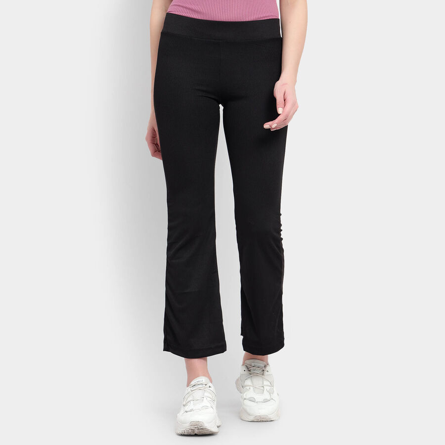 Solid Trousers, काला, large image number null