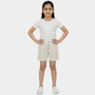 Girls' Off White Regular Fit Side Stripe Shorts, ऑफ व्हाइट, small