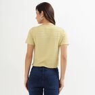 Ladies' Light Yellow Round Neck Casual Crop Top, खाकी, small