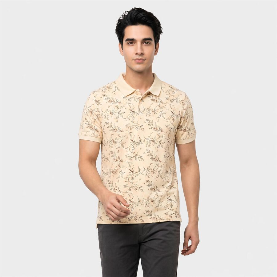 Men's White Cotton Collared Polo Half Sleeves T-Shirt, ऑफ व्हाइट, large