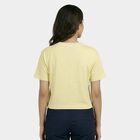 Women's Yellow Cotton Round Neck Casual T-Shirt, पीला, small