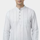 Men's White Mandarin Collar Solid Kurta, सफ़ेद, small