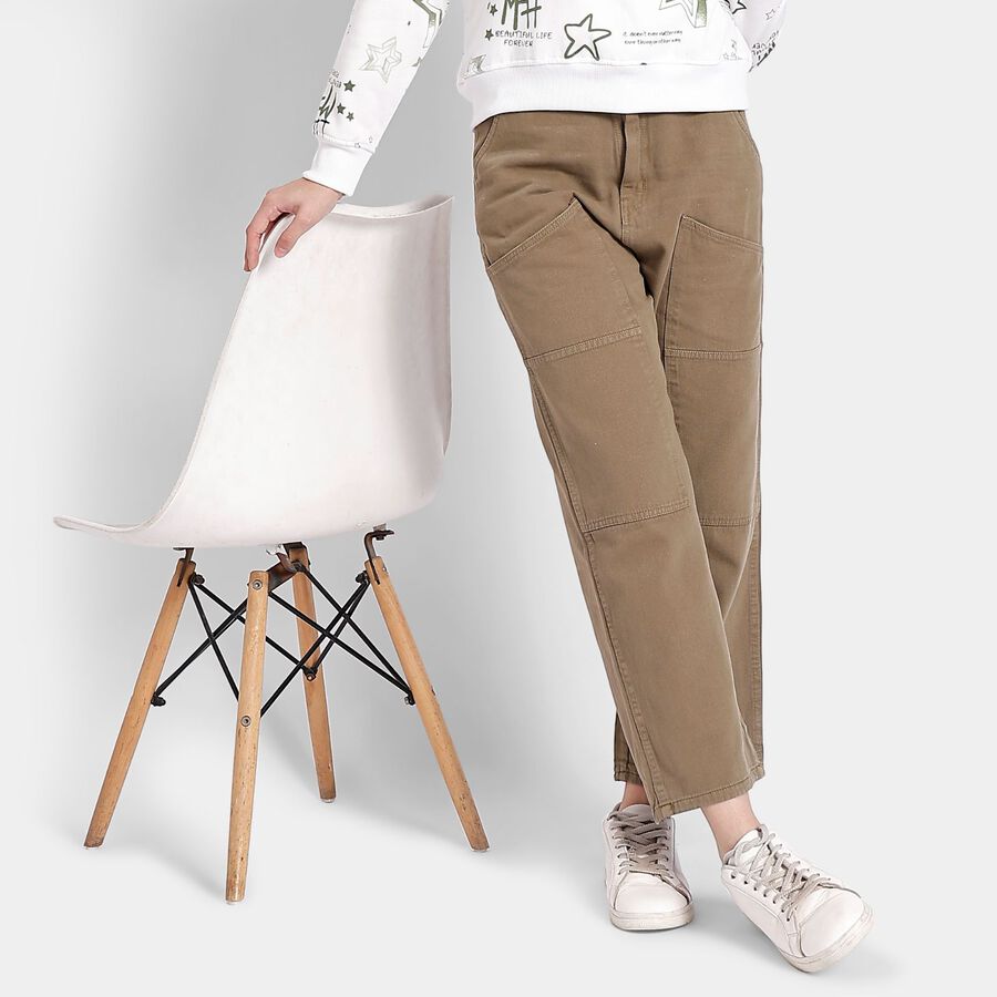 Ladies' 100% Cotton Trousers, Olive, large image number null