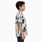 Boys' Rich Eggshell White Cotton Half Sleeve Cuban Collar Casual Shirt, Off White, small image number null