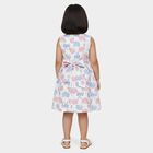 Girls' White Floral Printed Fit and Flare Frock, ऑफ व्हाइट, small