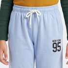 Girls' Light Blue Regular Fit Graphic Print Jogger Pyjama, Light Blue, small