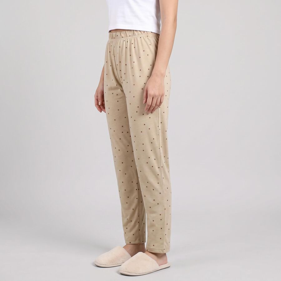 Women's Beige Star Printed Elastic Waist Pyjama, गहरा पीला, large