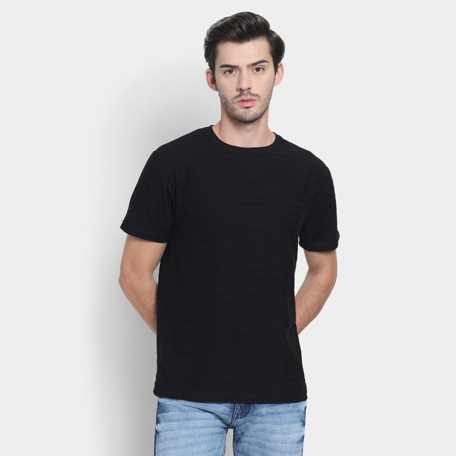 Men's Round Neck Half Sleeves T-Shirt , Black, large image number null