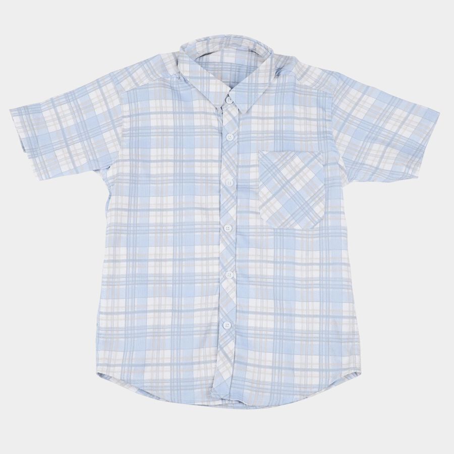 Boys Light Blue Button-Down Casual Shirt, Light Blue, large