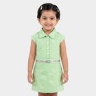 Girls' Mint Green Shirt Style Belted Frock, हल्का हरा, small