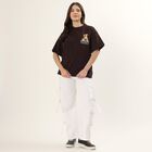 Women's Brown 100% Cotton Round Neck Minimalist T-Shirt, Brown, small