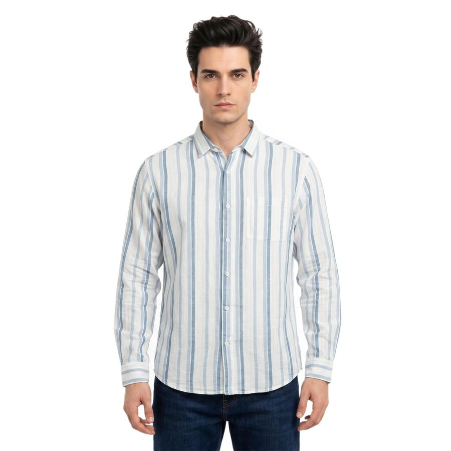 Men's Light Blue Cotton Casual Shirt, हल्का नीला, large
