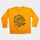 Boys' Mustard Crew Neck Graphic Print Sweatshirt, मस्टर्ड, small