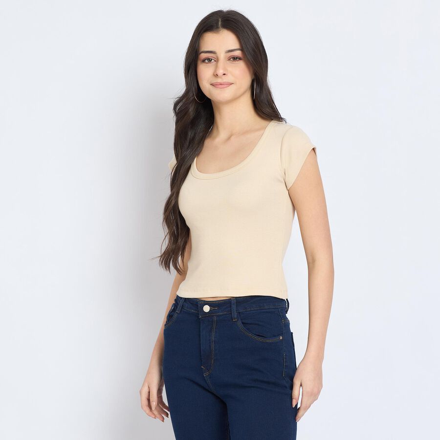 Ladies'  Crop  Top, Beige, large image number null