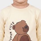 Boys Off White Crew Neck Teddy Graphic Baba Suit, ऑफ व्हाइट, small