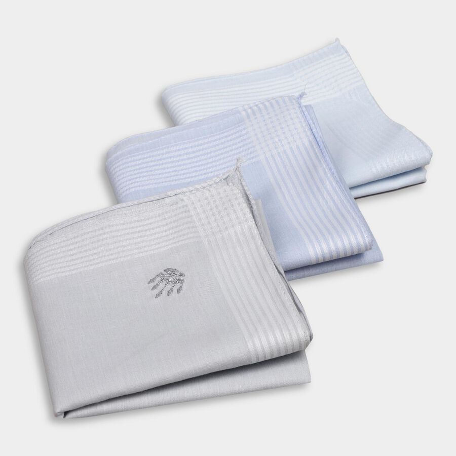 Men's 100% Cotton Hanky, हल्का नीला, large