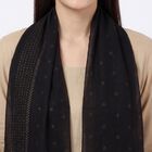 Women's Black Cotton Blend Embroidered Dupatta, Black, small