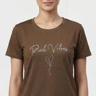 Women's Olive Round Neck Minimalist T-Shirt, ओलिव, small