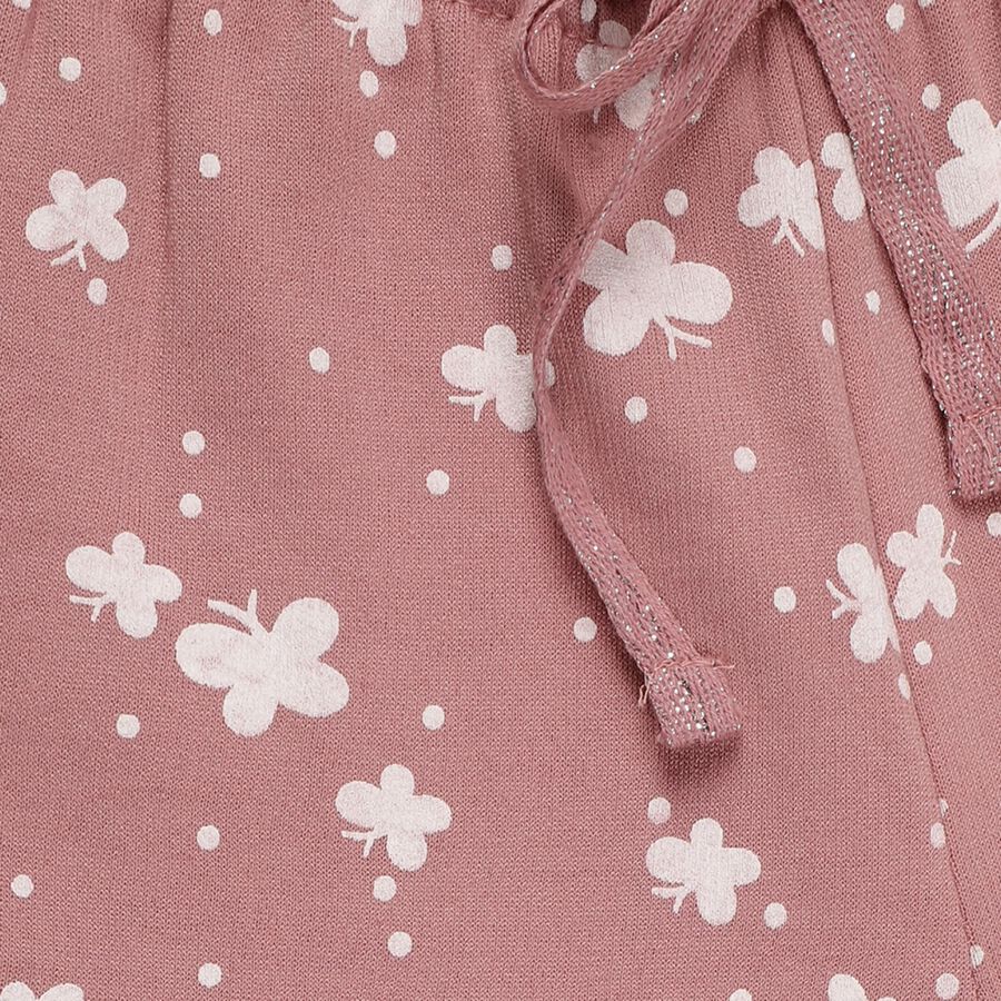 Girls' Dusty Rose Butterfly Printed Pyjama, हल्का गुलाबी, large image number null