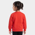 Girls' Red Round Neck Pullover Sweatshirt, लाल, small