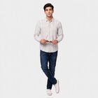 Men's Grey 100% Cotton Long Sleeve Collar Shirt, Light Grey, small