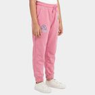 Girls Pink Jogger Fit Graphic Printed Cotton Pyjama, गुलाबी, small