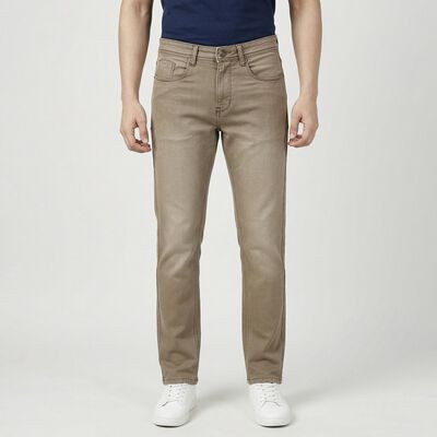 Men's Beige Slim Fit Jeans