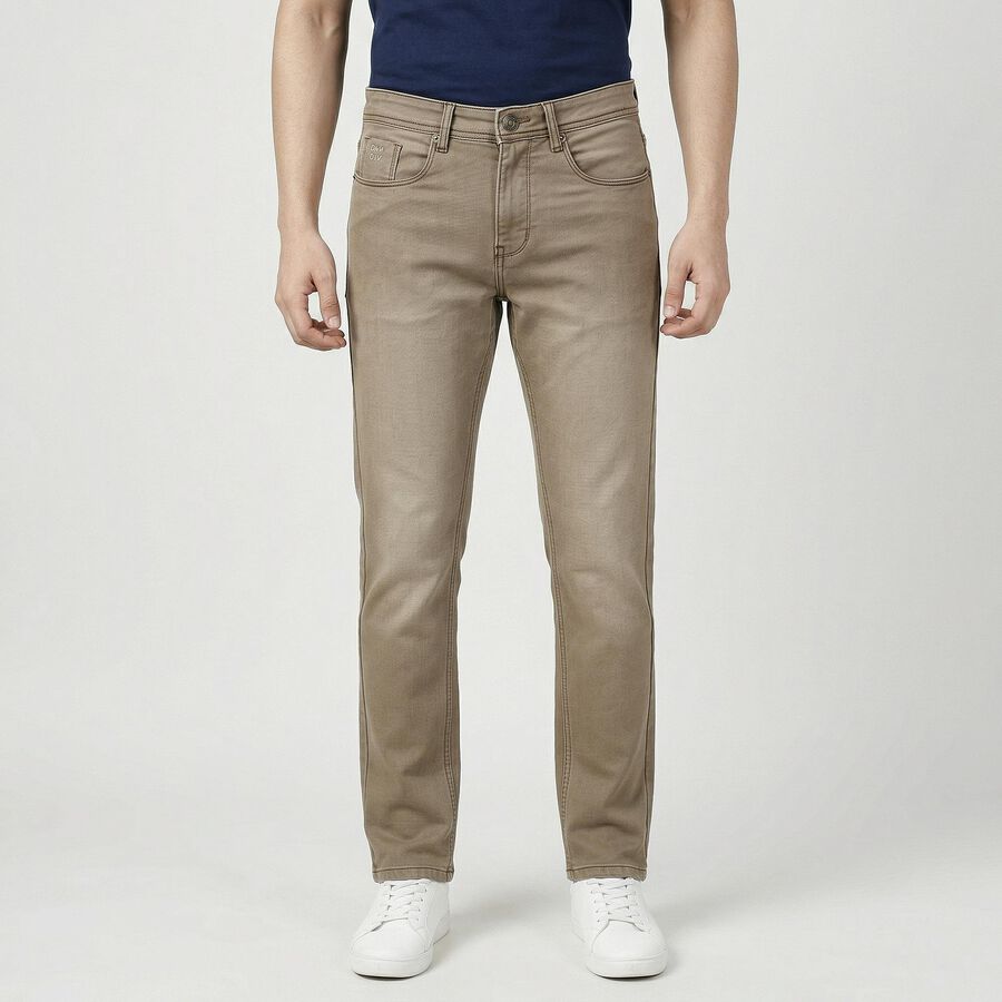 Men's Beige Slim Fit Jeans, Beige, large