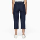 Girls' Navy Blue High Waist Paperbag Cropped Jeans, गहरा नीला, small image number null