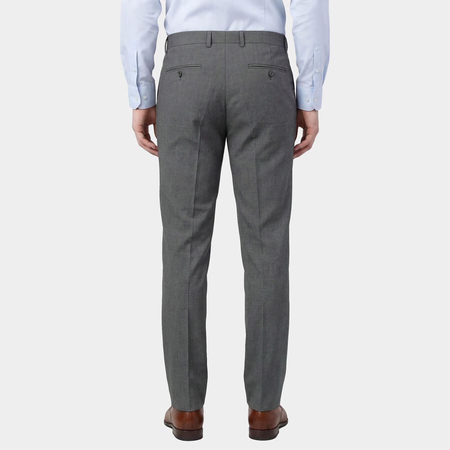 Men's Light Grey Slim Fit Flat-Front Trousers, हल्का ग्रे, large